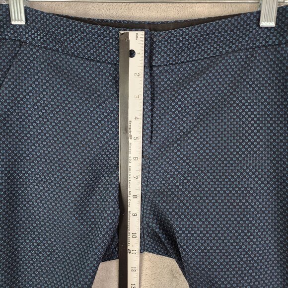 Womens Express Columnist Stretch Pants Blue Geometric Print Polyester Blend 6 - Picture 5 of 10